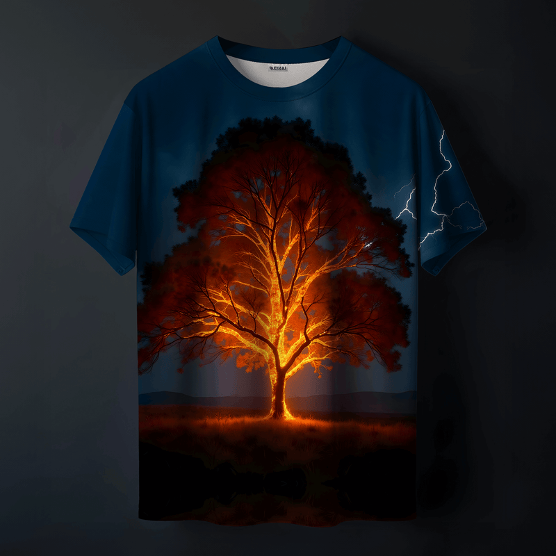 Jungle Flames Printed Tee for Bold and Fiery Streetwear Style