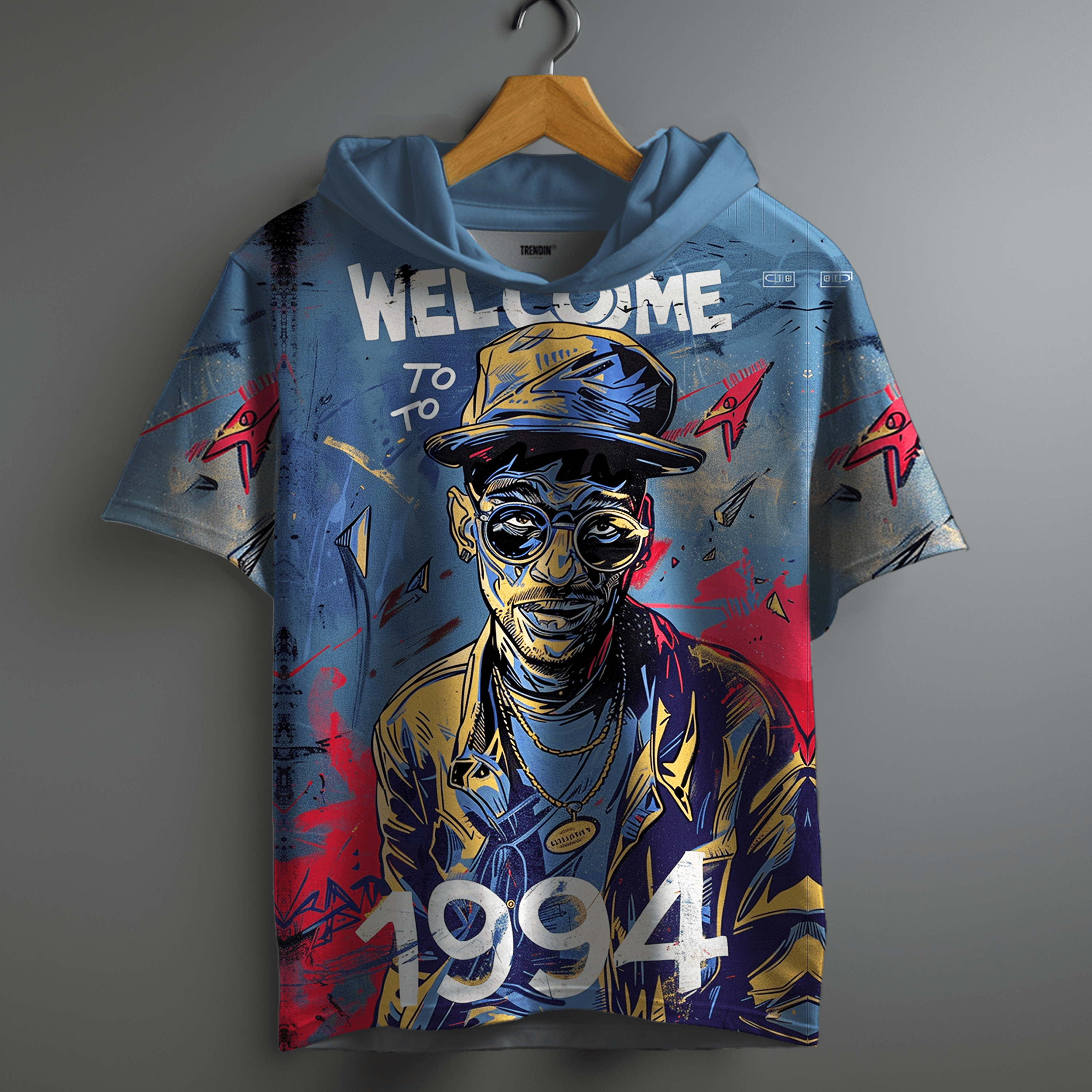 Retro Visionary Oversized Printed Hoodie