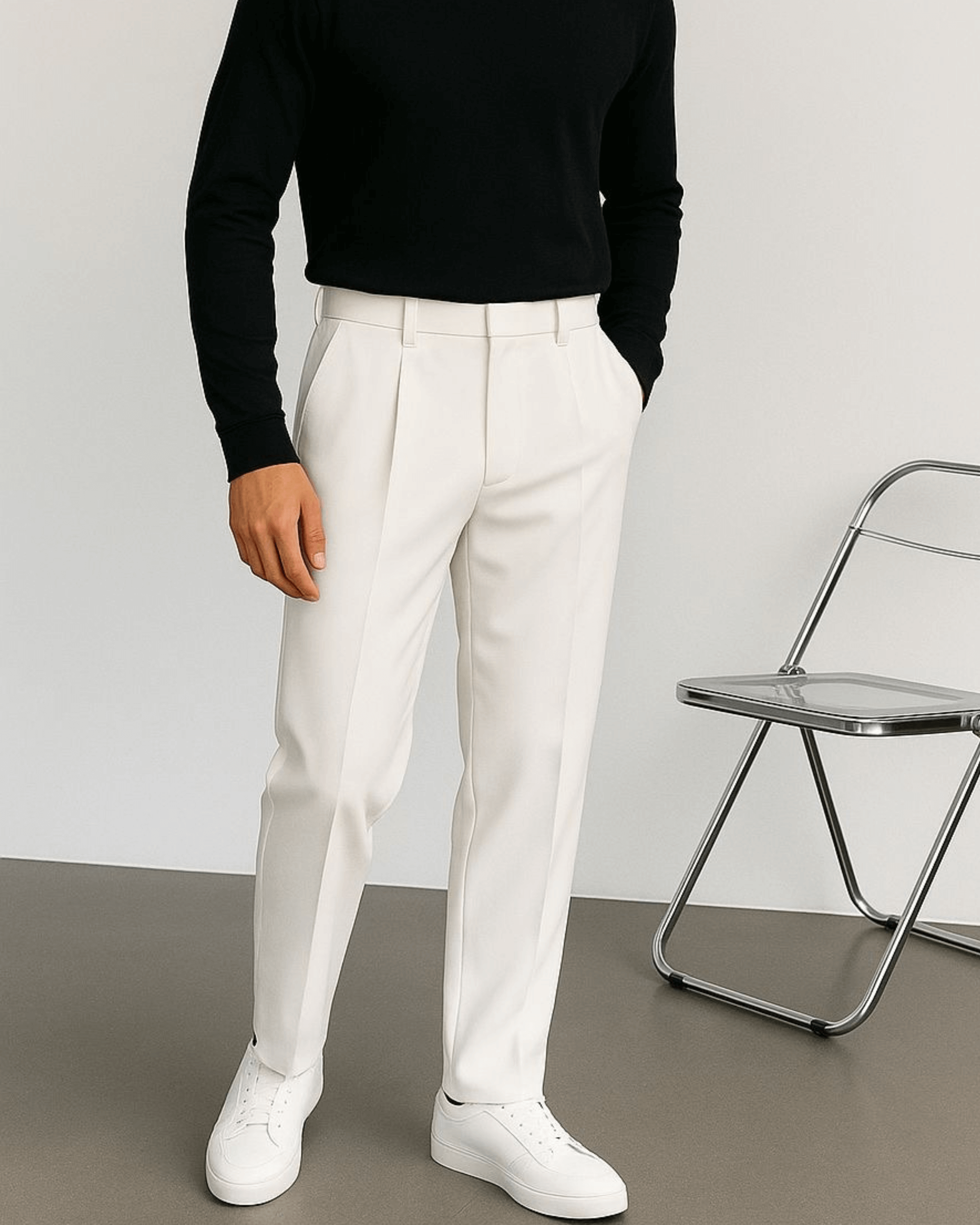 Ivory White Stretch Pants