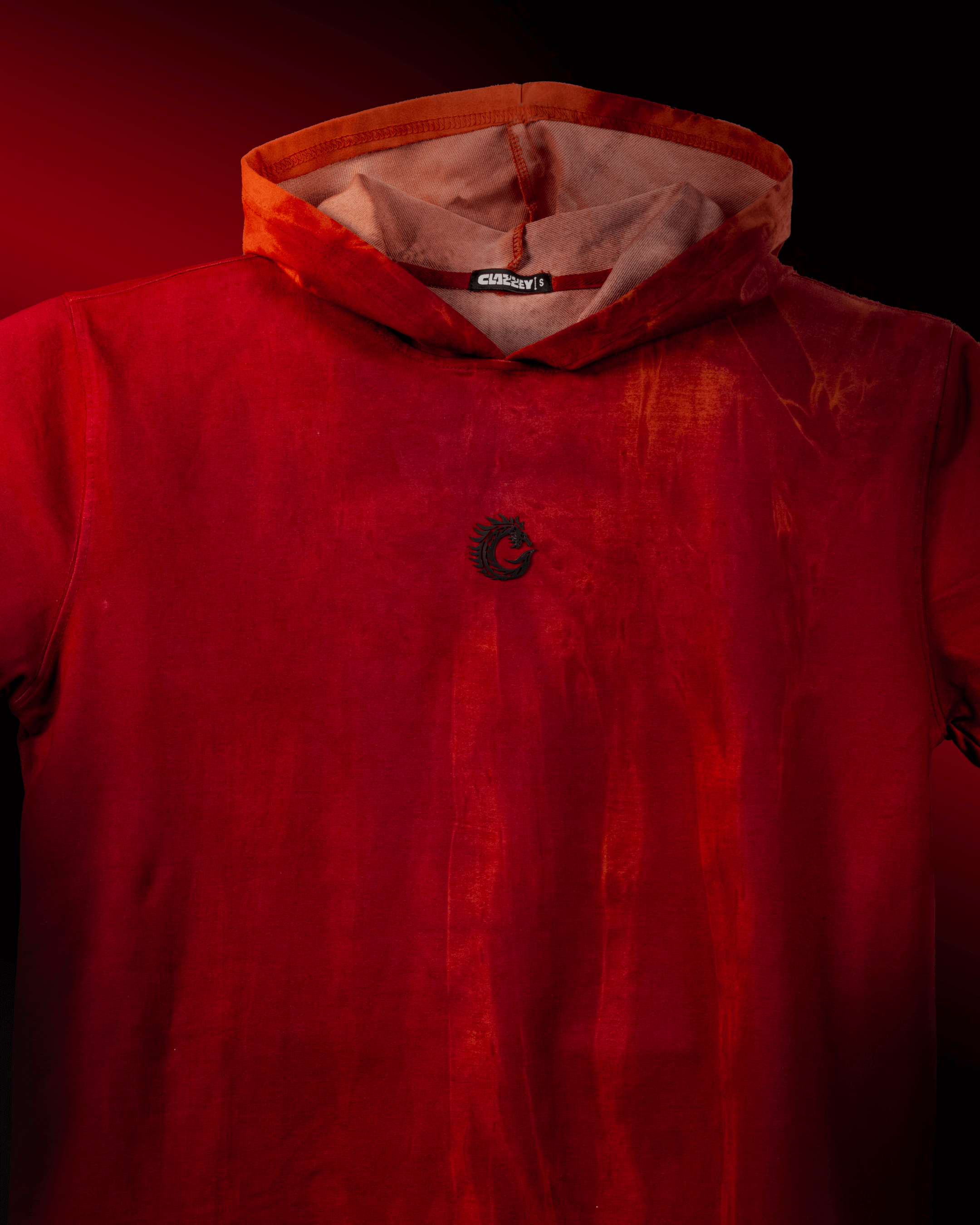 Inferno Veil oversized hoodie in bold red with fire-inspired design and relaxed fit for stylish streetwear.