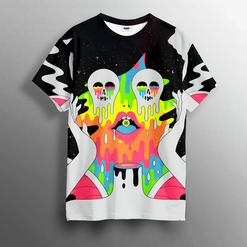 Psychedelic Drip Printed Tee – Bold Streetwear FashionTee