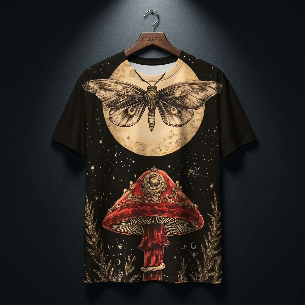 Dark Bloom Printed Tee – Floral Graphic Cotton T-Shirt