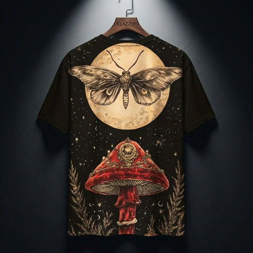 Dark Bloom Printed Tee – Floral Graphic Cotton T-Shirt