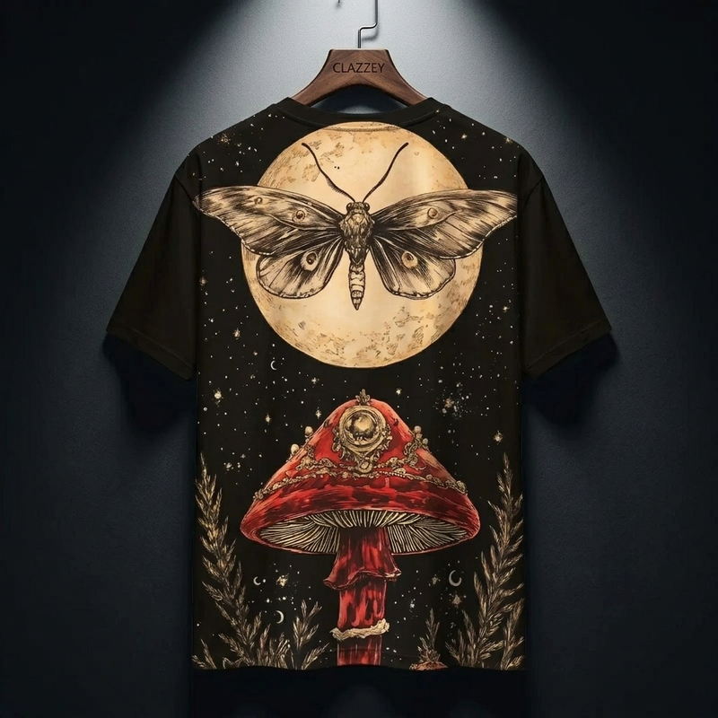 Dark Bloom Printed Tee – Floral Graphic Cotton T-Shirt