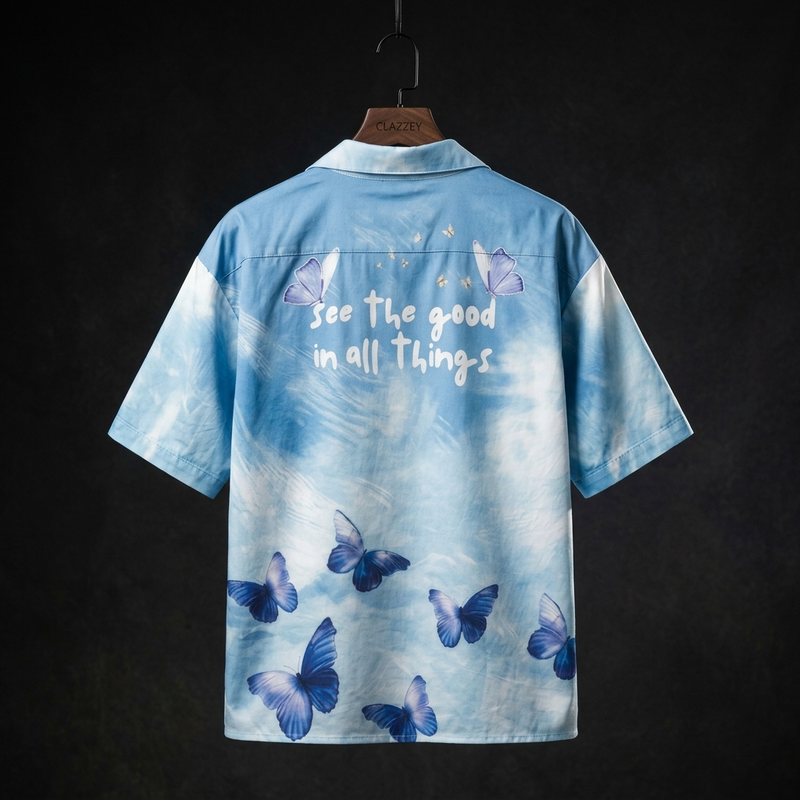 Ethereal Hope Cotton Shirt - Cuban Collar Shirt