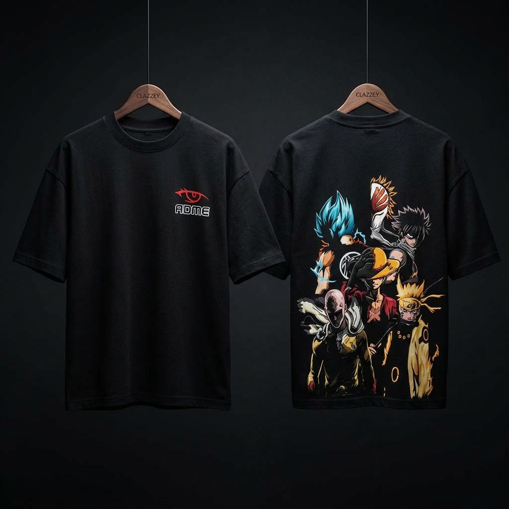 All Fav Anime Printed Oversized Tee