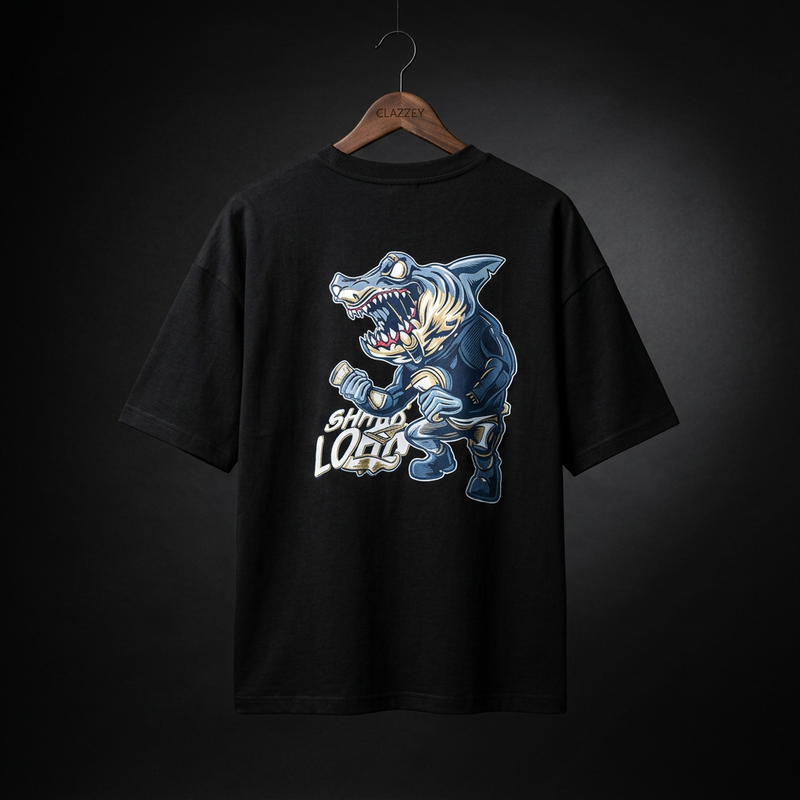 Shark Puff Printed Cotton Oversized Tee