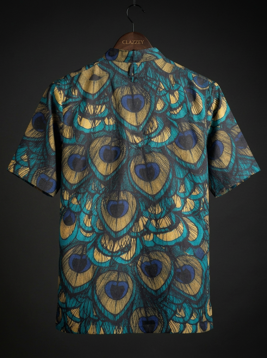 Royal Feather Short Kurta hanging back view