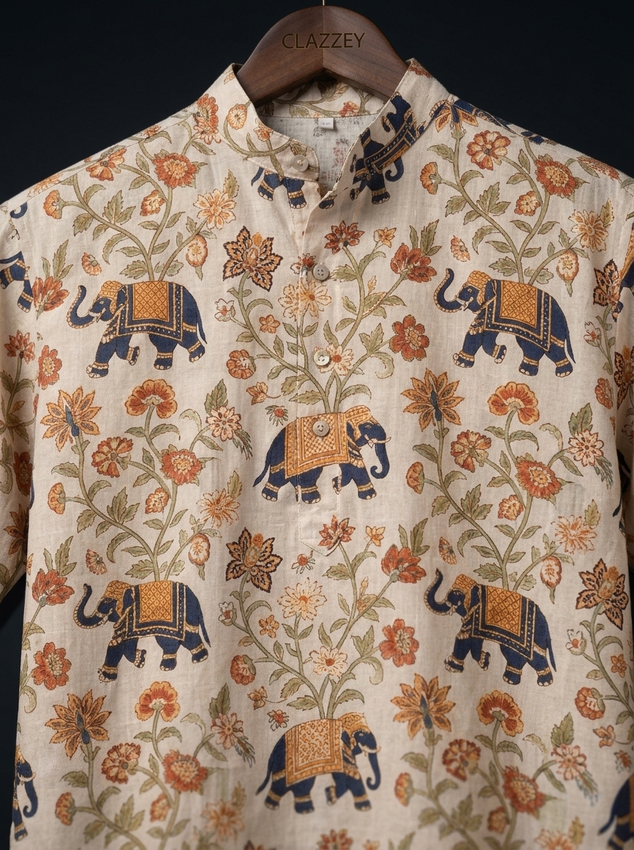 Golden Dynasty Short Kurta fabric close-up