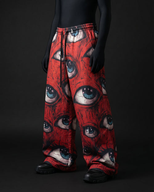 Ocular Crimson Printed Baggy Pants
