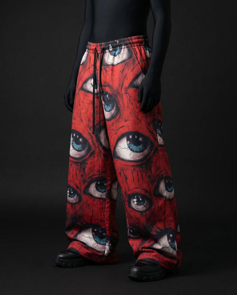 Ocular Crimson Printed Baggy Pants