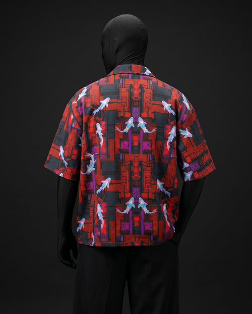 The Cyberpunk Koi Boxy-Fit Cuban Shirt