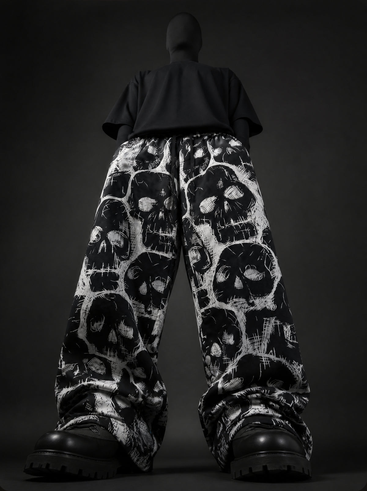 Spectral Skull Printed Baggy Pants