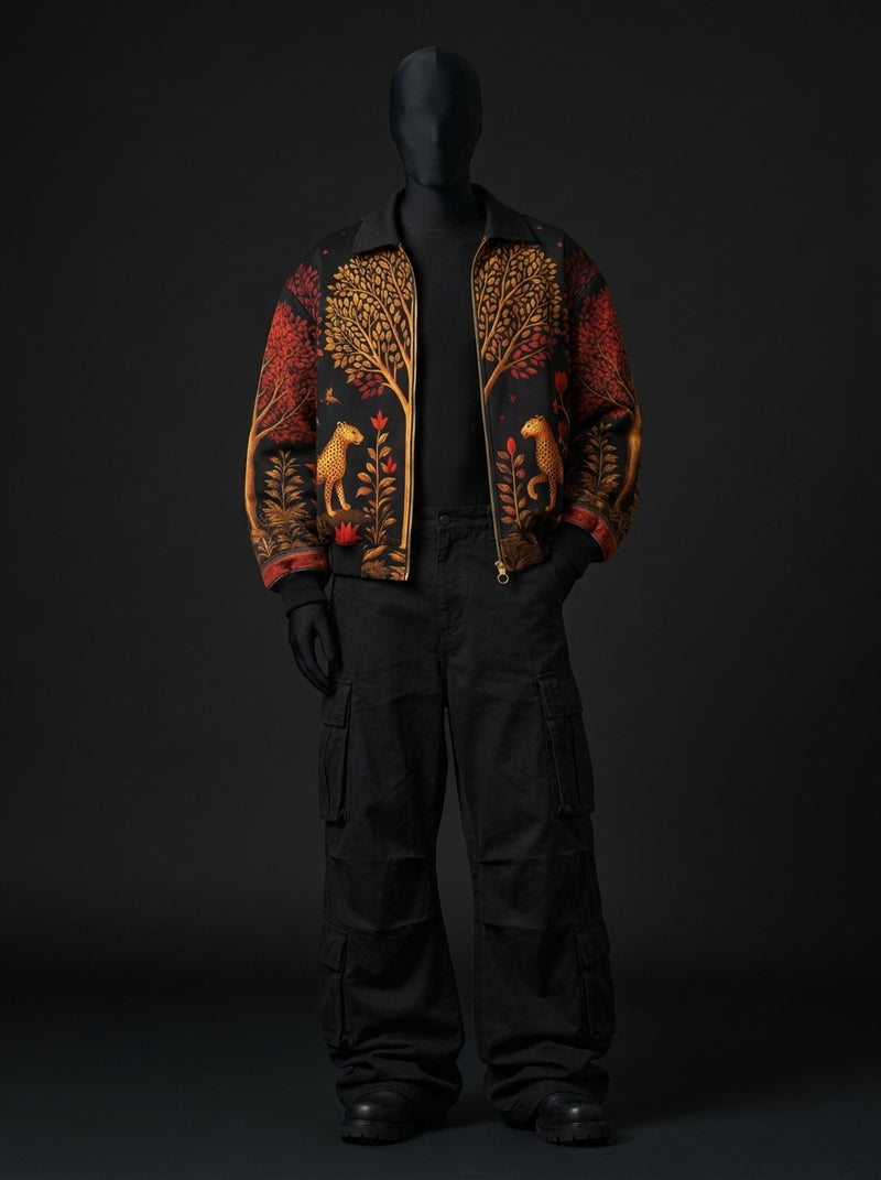 Artistic Wildwood Leopard Fur-Lined Zip-Up Jacket