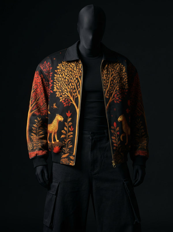 Artistic Wildwood Leopard Fur-Lined Zip-Up Jacket