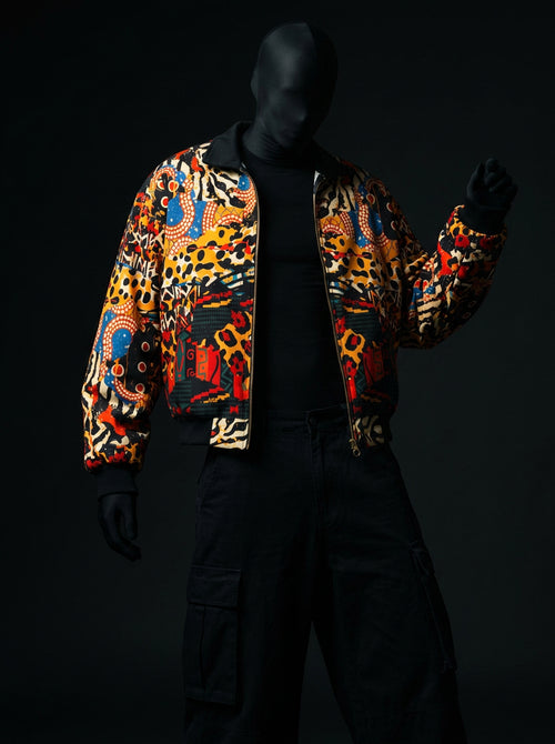 Abstract Savanna Multicolor Fur-Lined Zip-Up Jacket