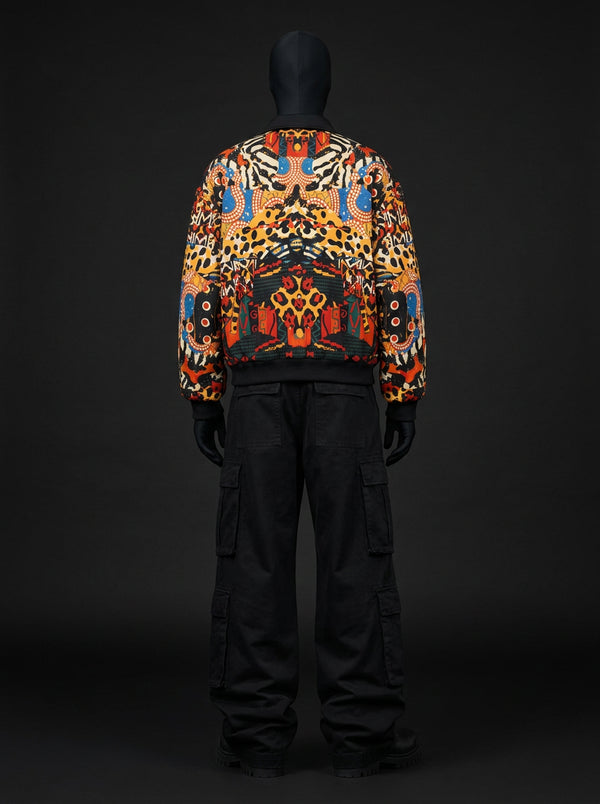 Abstract Savanna Multicolor Fur-Lined Zip-Up Jacket