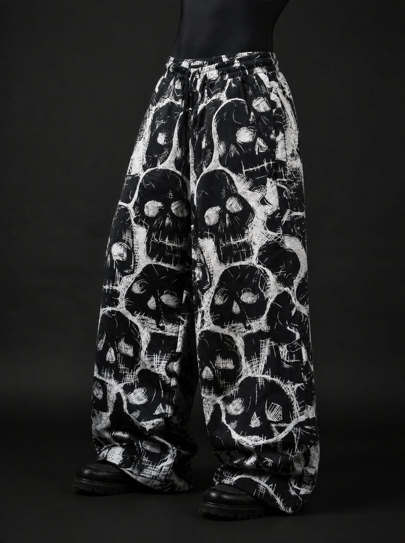 Spectral Skull Printed Baggy Pants