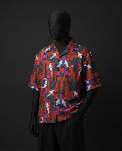 The Cyberpunk Koi Boxy-Fit Cuban Shirt