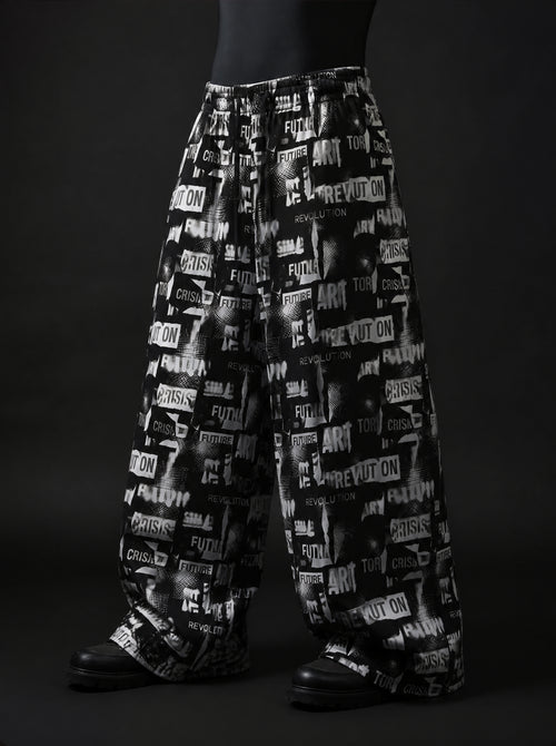 Revolt Print Baggy Pants