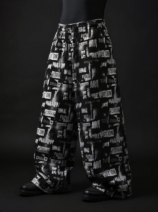 Revolt Print Baggy Pants
