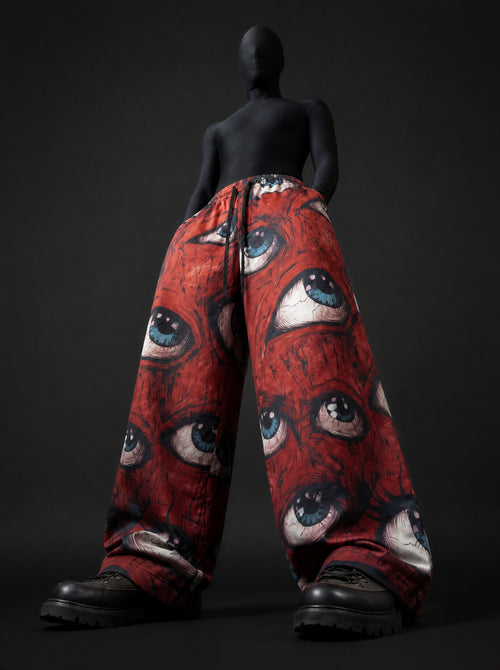 Ocular Crimson Printed Baggy Pants