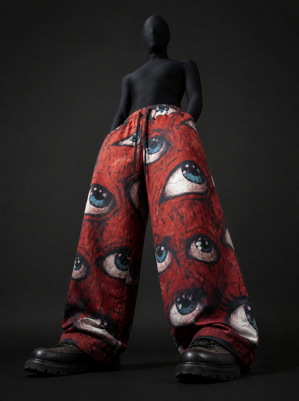 Ocular Crimson Printed Baggy Pants