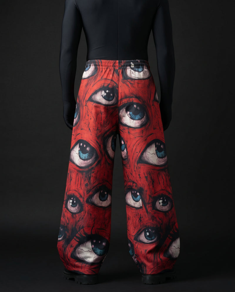Ocular Crimson Printed Baggy Pants
