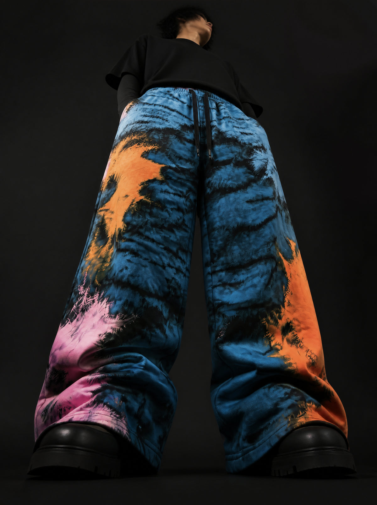 Azure Ember Abstract Printed Baggy Pants