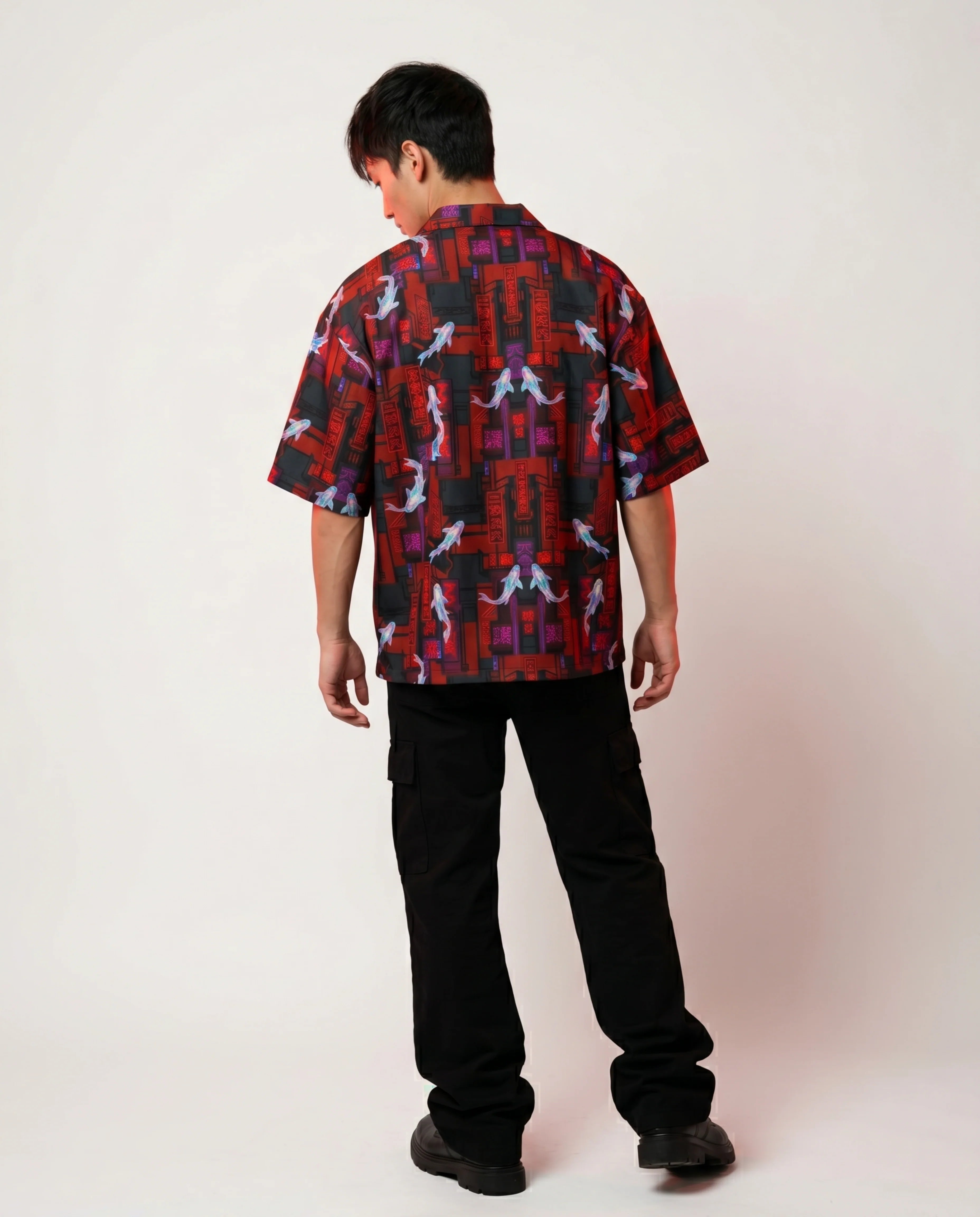 The Cyberpunk Koi Boxy-Fit Cuban Shirt CLAZZEY