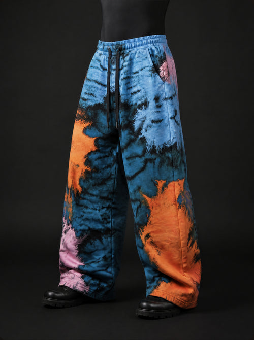 Azure Ember Abstract Printed Baggy Pants
