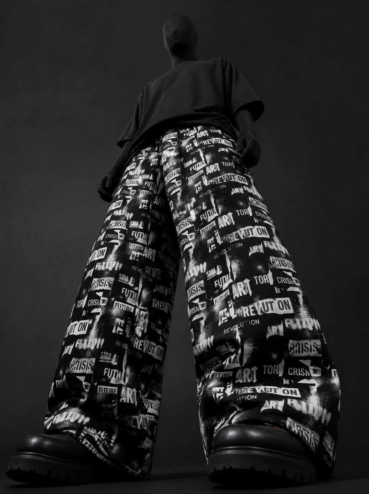 Revolt Print Baggy Pants