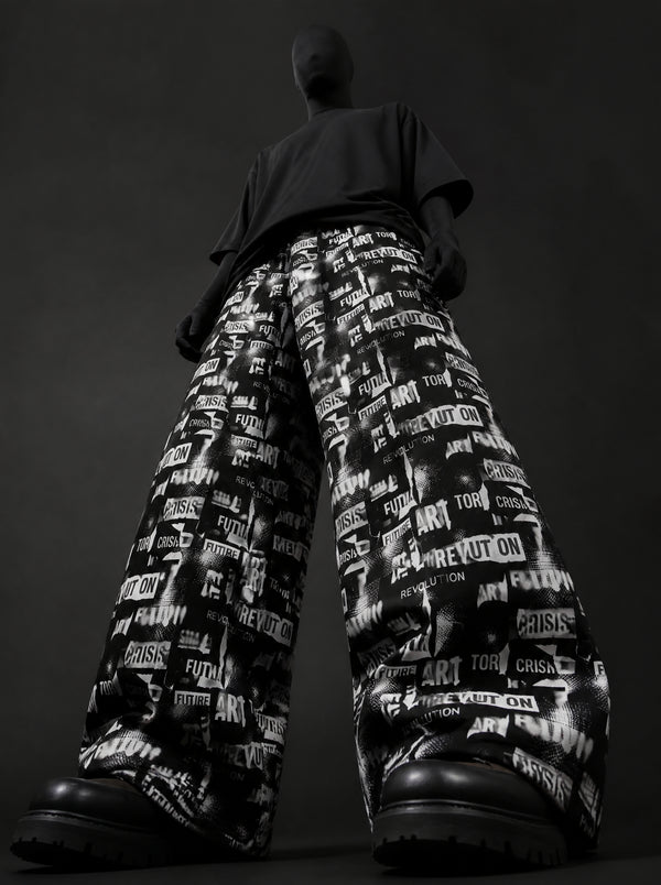 Revolt Print Baggy Pants