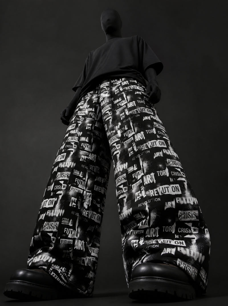 Revolt Print Baggy Pants