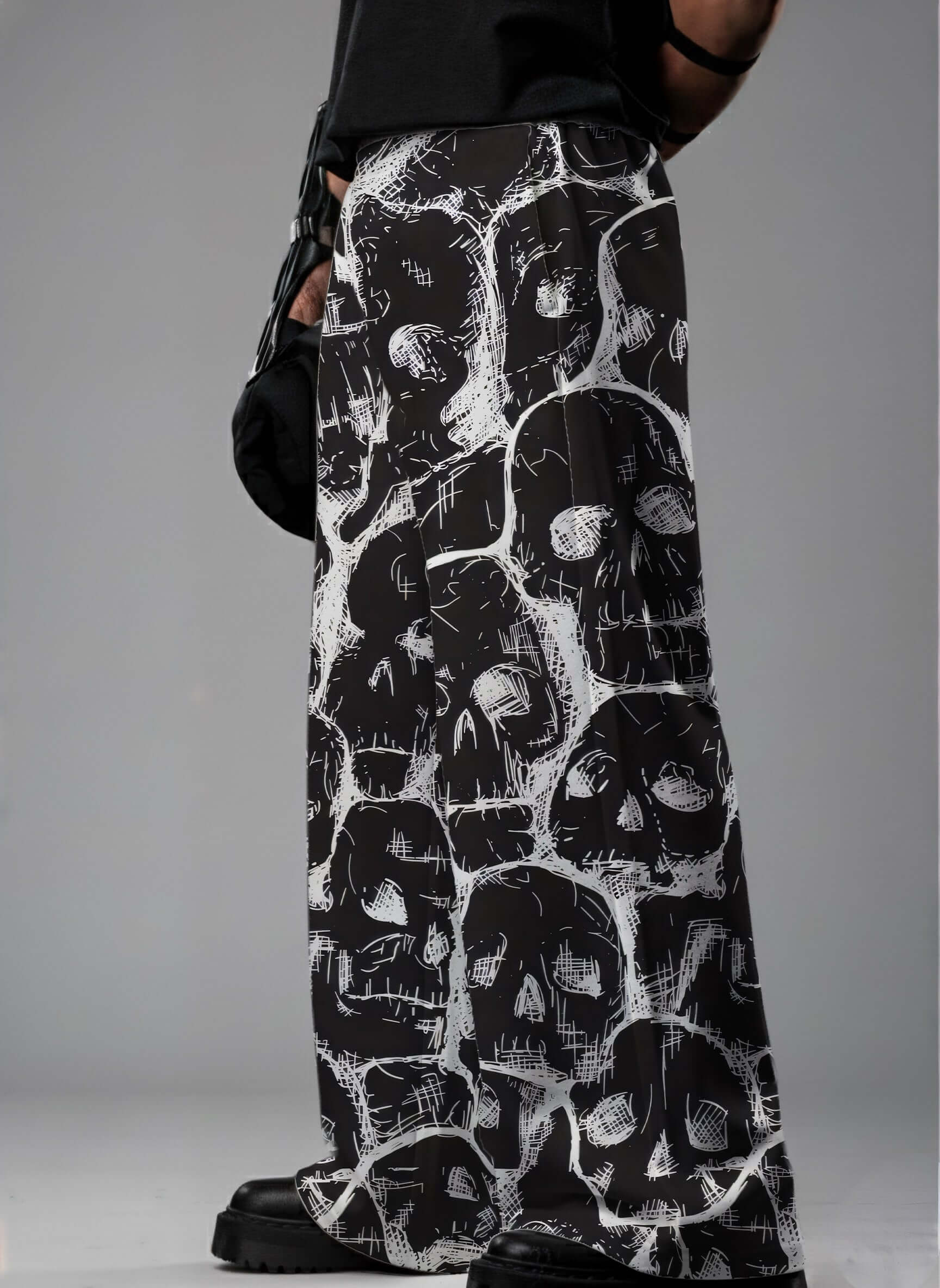Spectral Skull Printed Baggy Pants