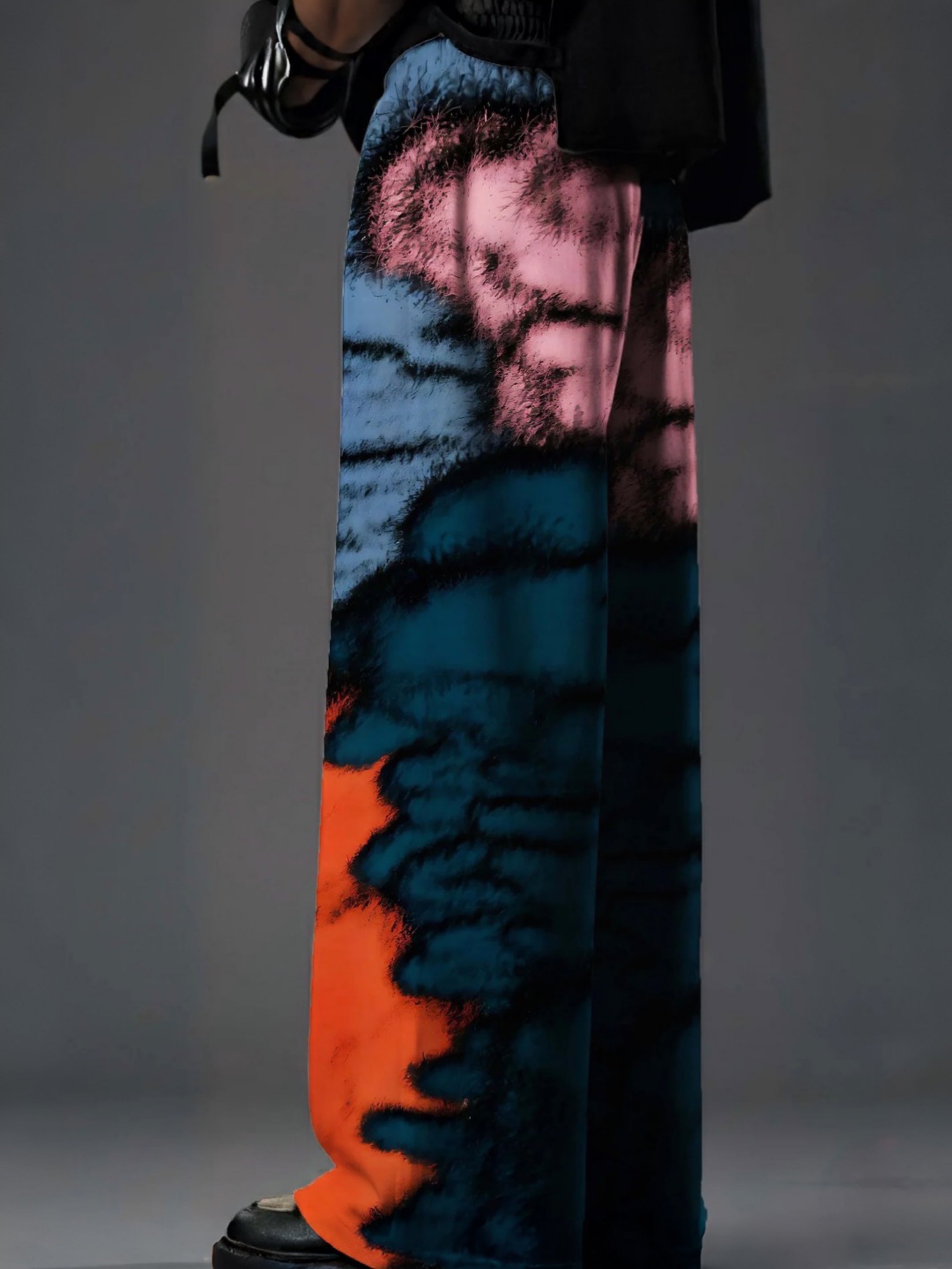 Azure Ember Abstract Printed Baggy Pants