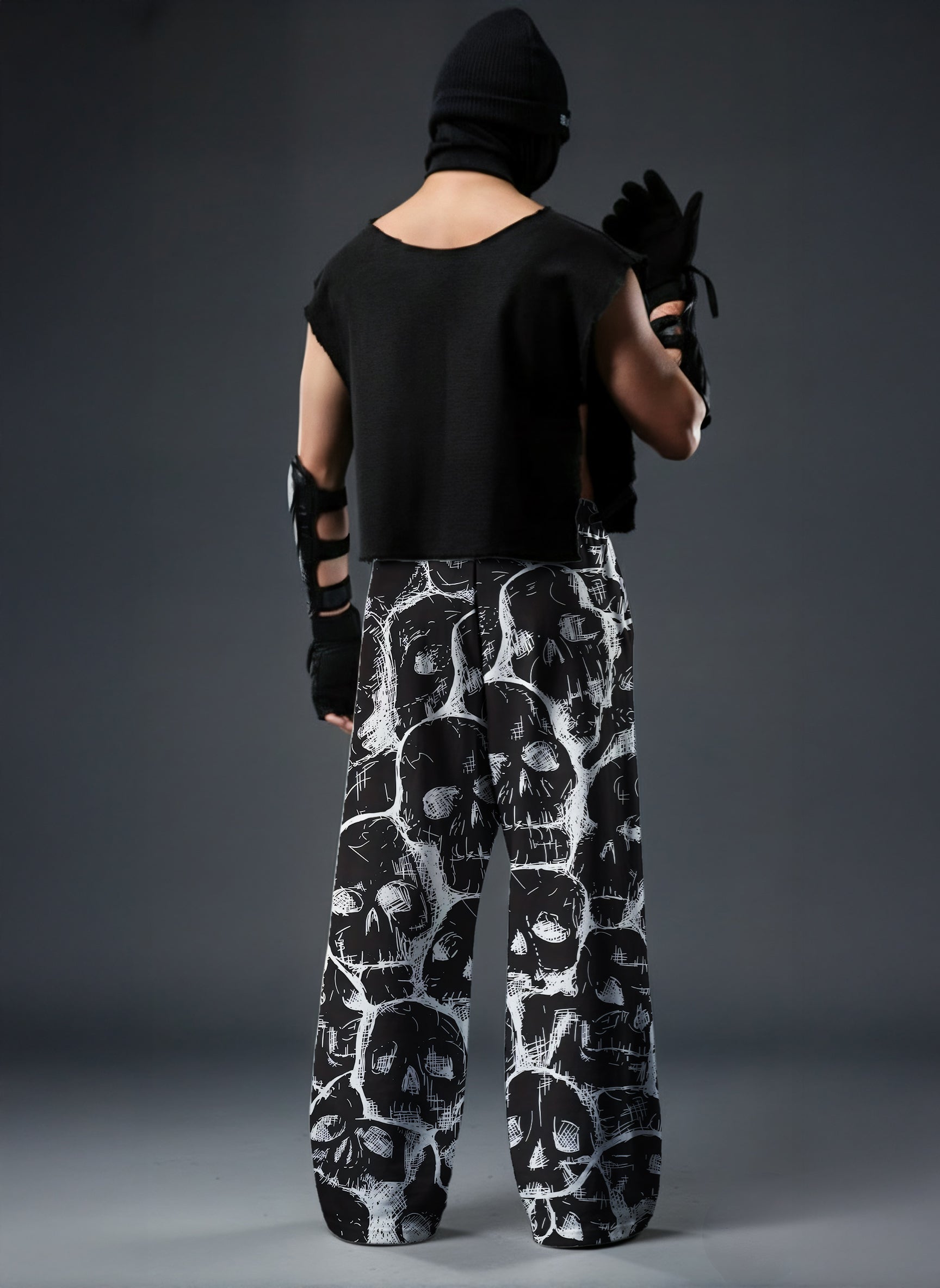 Spectral Skull Printed Baggy Pants