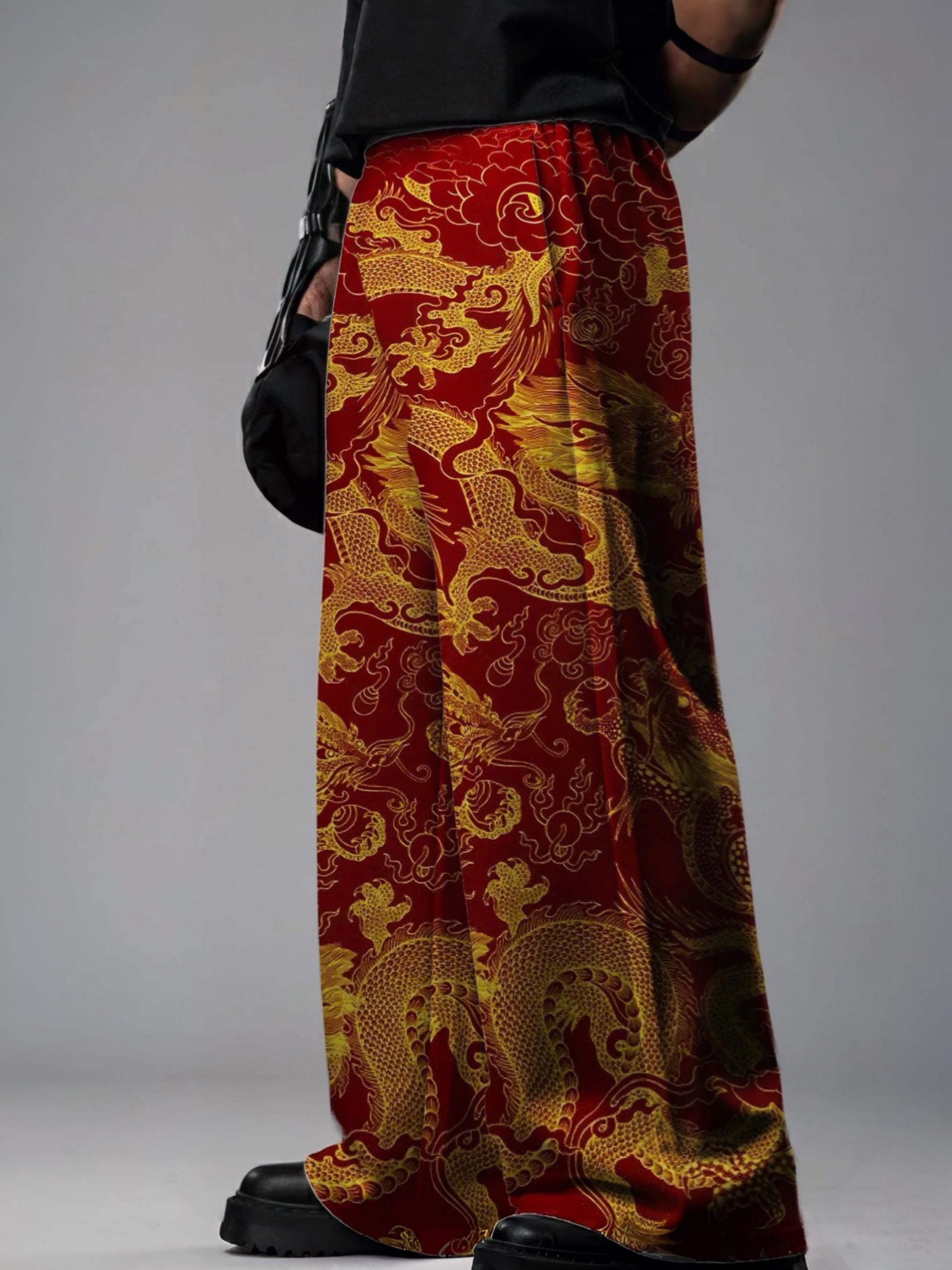 Imperial Dragon Printed Baggy Pants