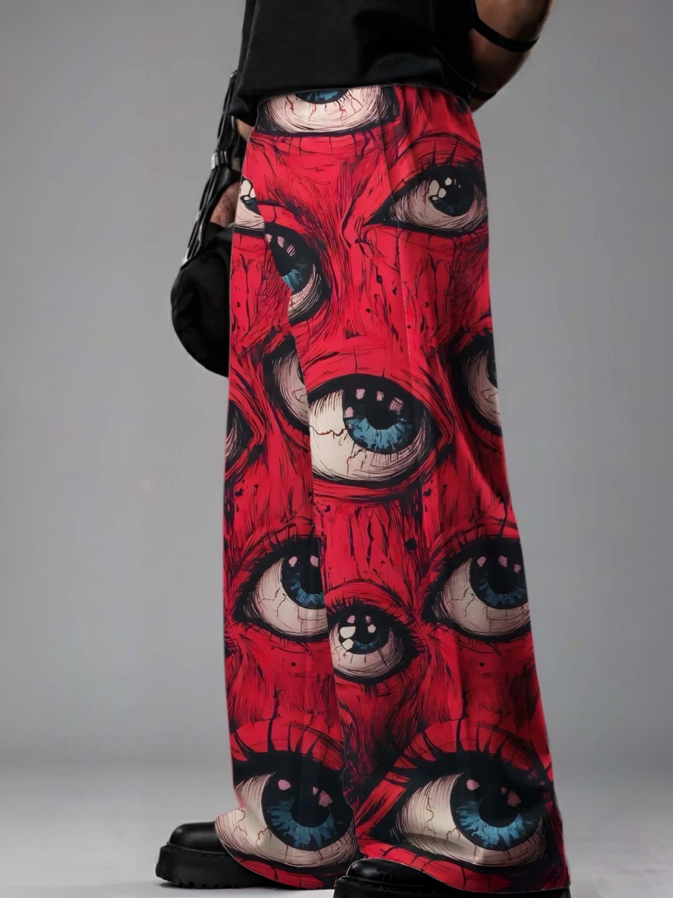 Ocular Crimson Printed Baggy Pants