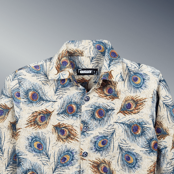 Rajwada Feathers Shacket jacquard cotton fabric