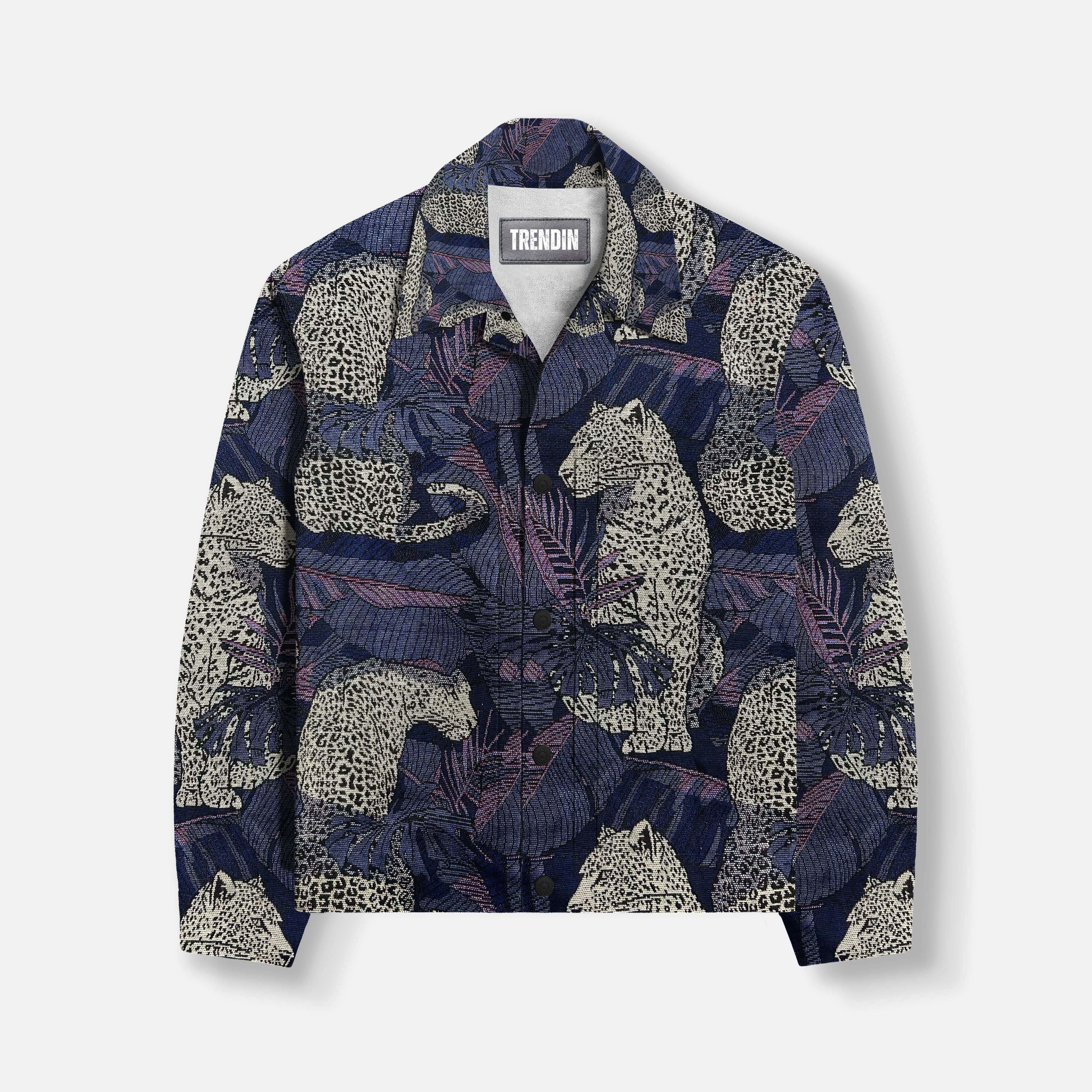 Leopard’s Lair Shacket – Luxury Jacquard Jacket