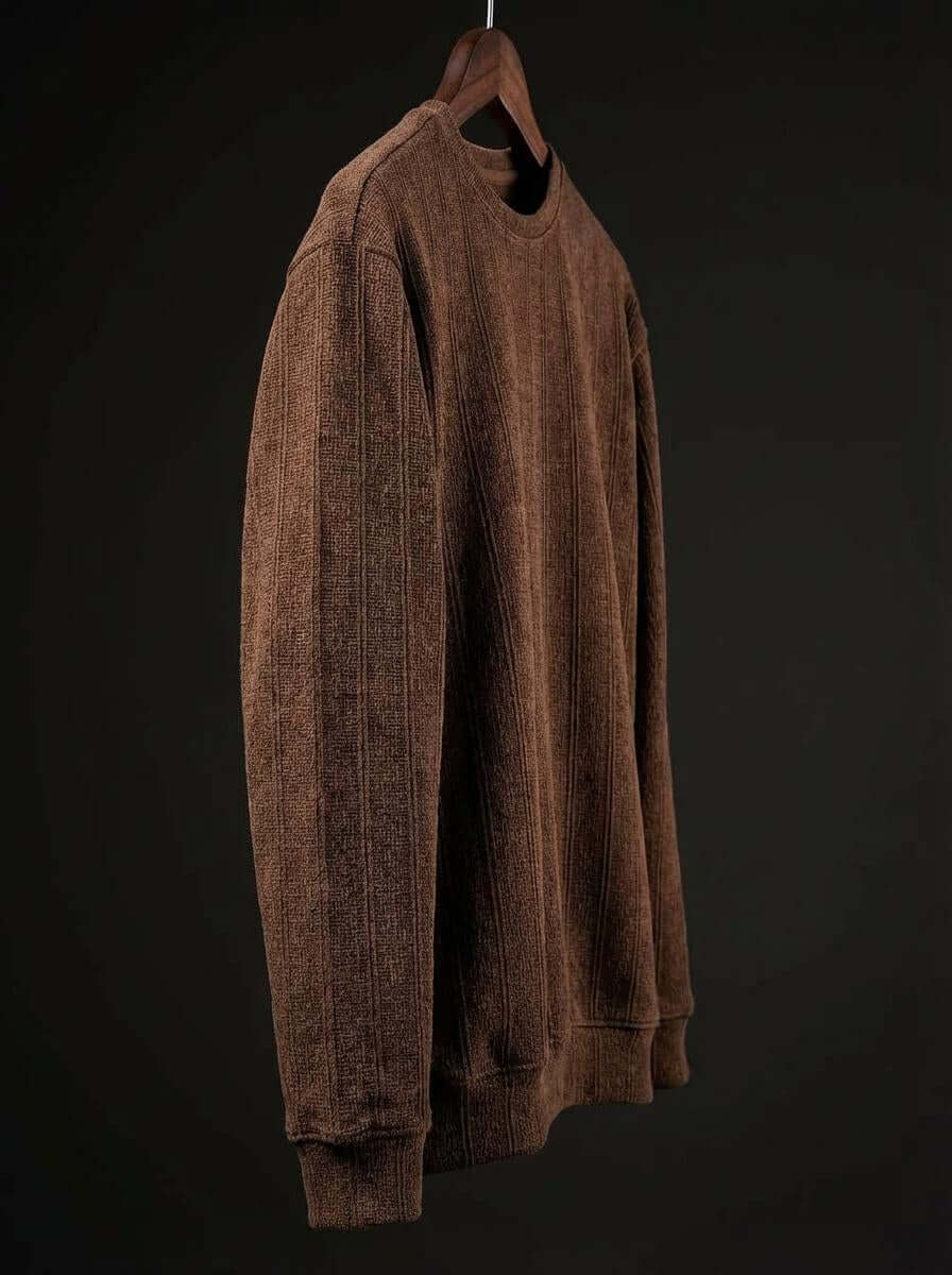 Daily Luxe Jacquard T-Shirt – Chestnut Brown