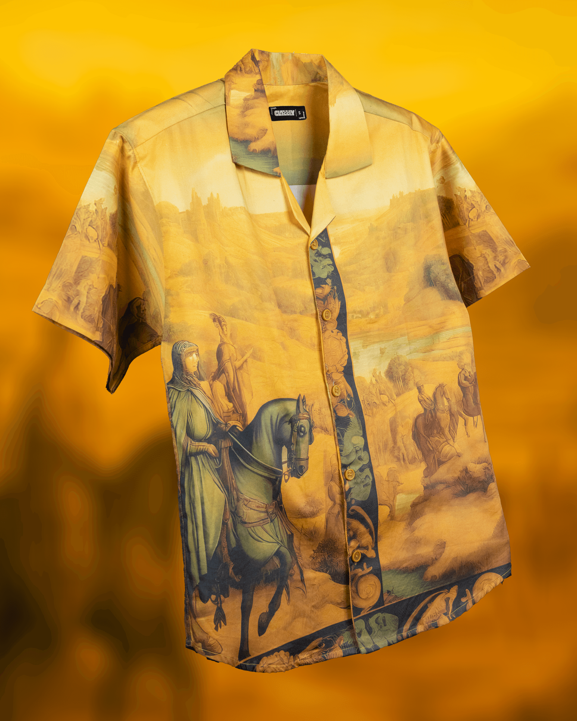 100% cotton printed Cuban collar shirt