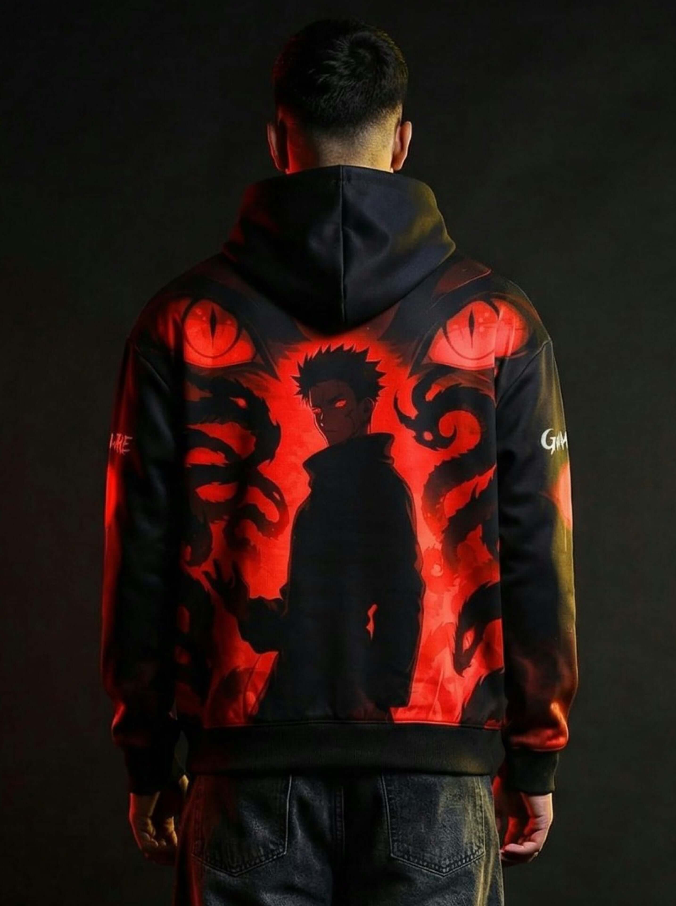 Gambare Anime Graphic Hoodie – Fiery Red Streetwear Print