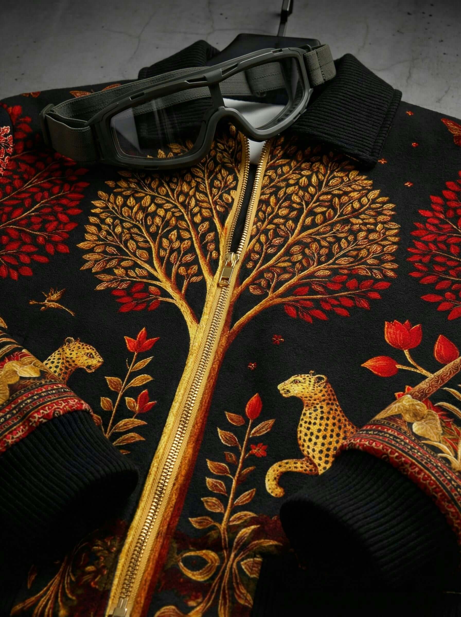 Artistic Wildwood Leopard Jacket | Fur-Lined Zip-Up