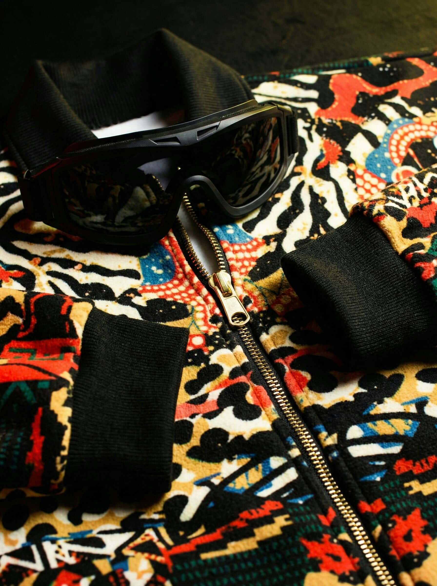 Abstract Savanna Multicolor Fur-Lined Zip-Up Jacket