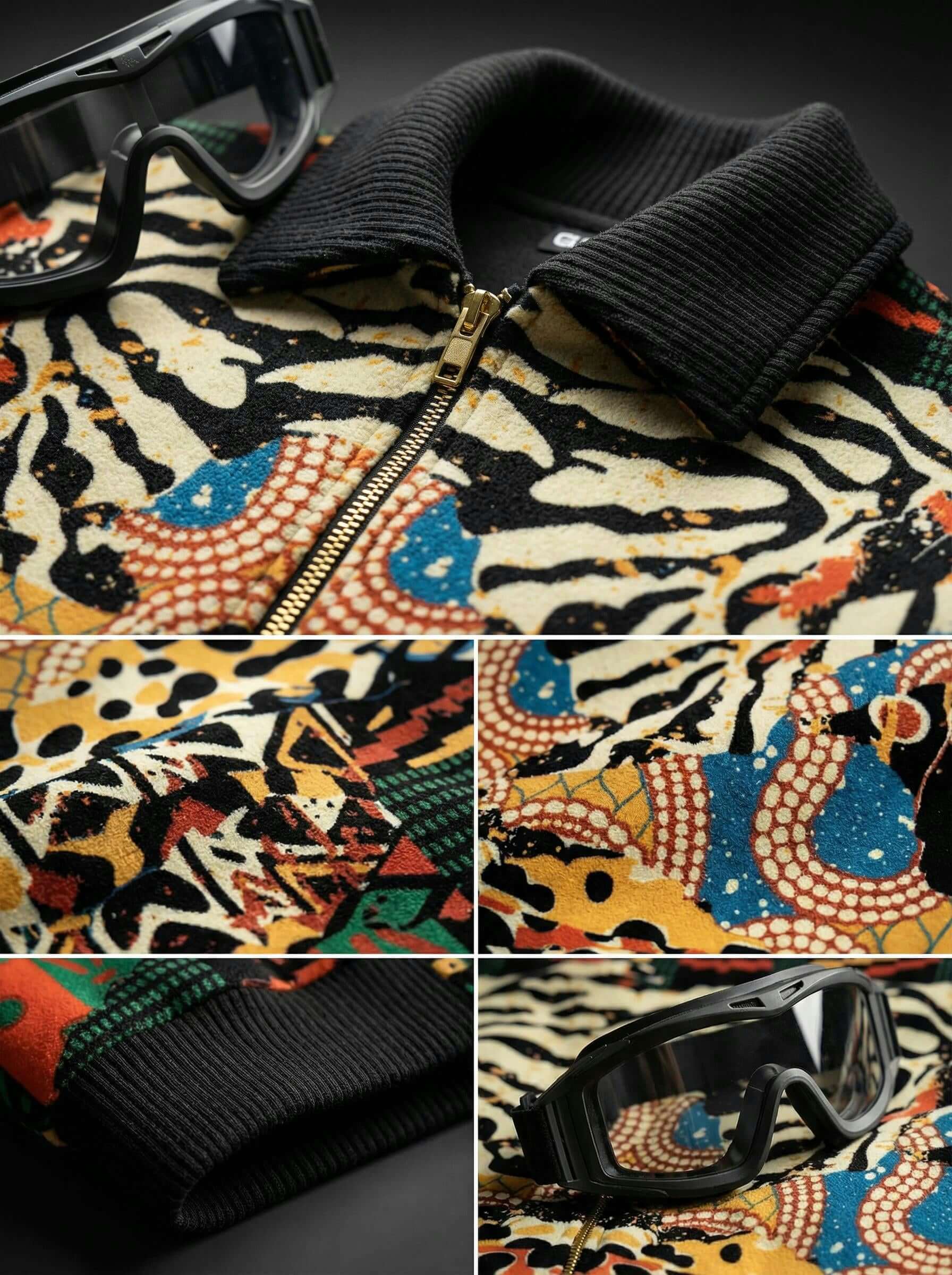 Abstract Savanna Multicolor Fur-Lined Zip-Up Jacket