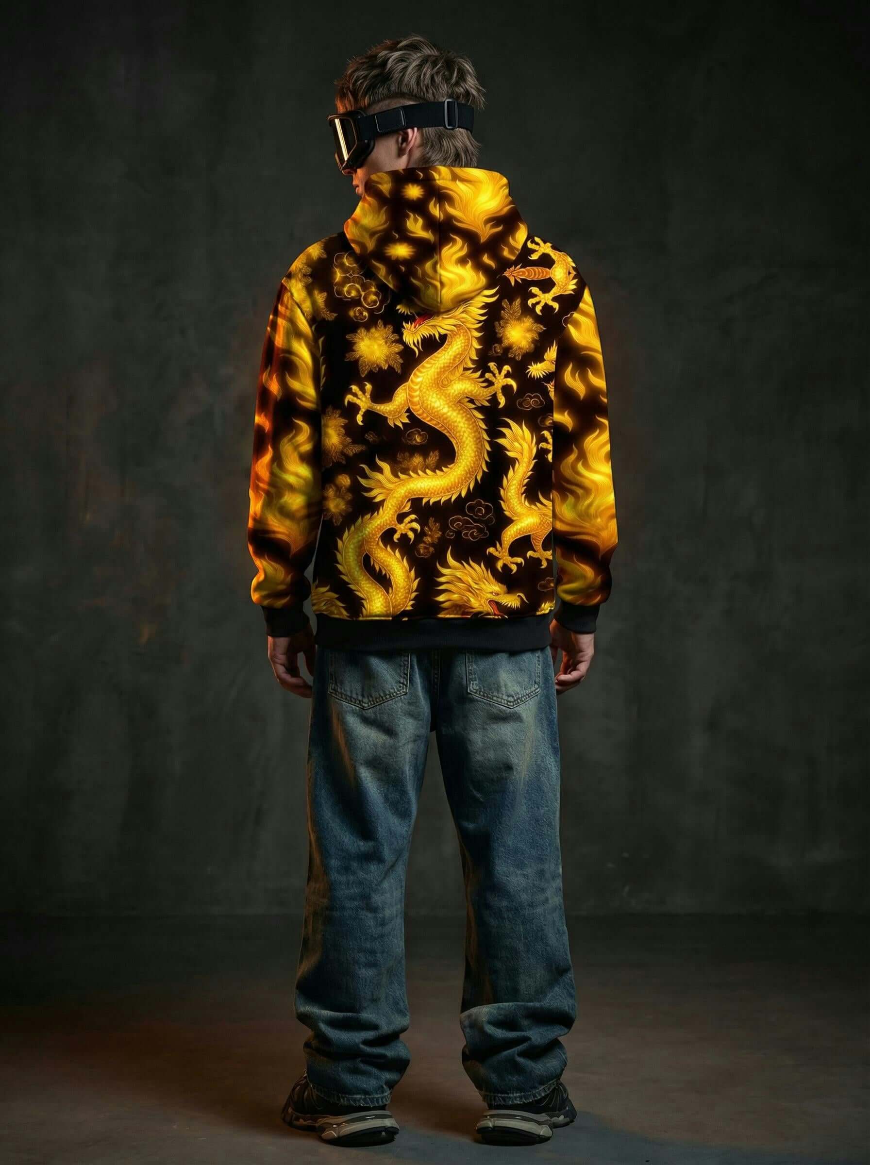 Inferno Dragon Graphic Hoodie – Golden Flame Streetwear