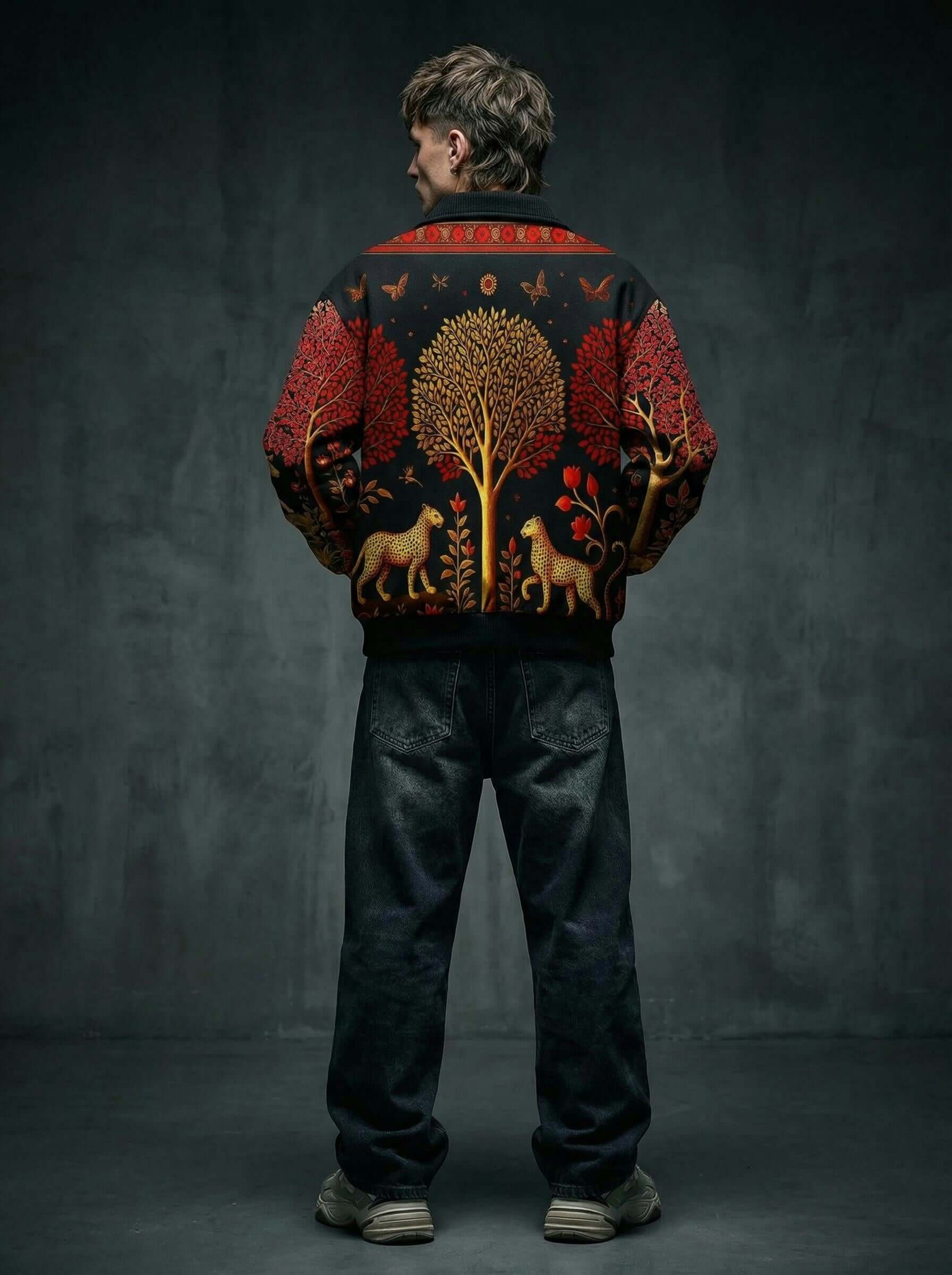 Artistic Wildwood Leopard Jacket | Fur-Lined Zip-Up