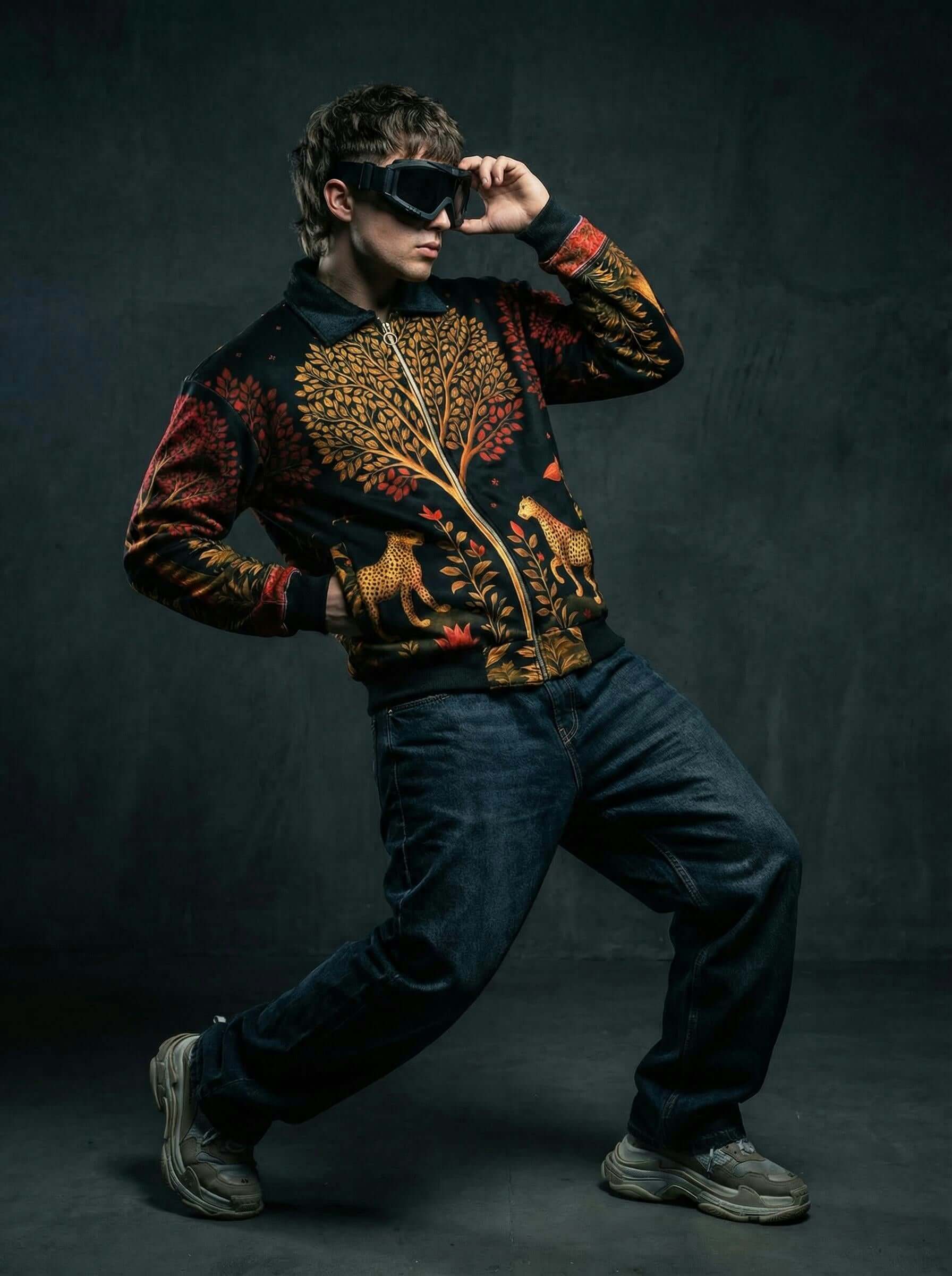 Artistic Wildwood Leopard Jacket | Fur-Lined Zip-Up